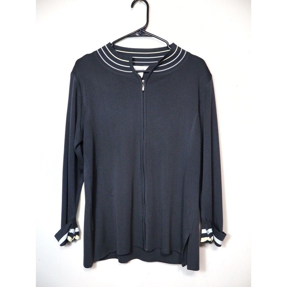 Misook Exclusively Misook Dark Gray Zip Up Casual Cardigan Jacket Size Woman's L